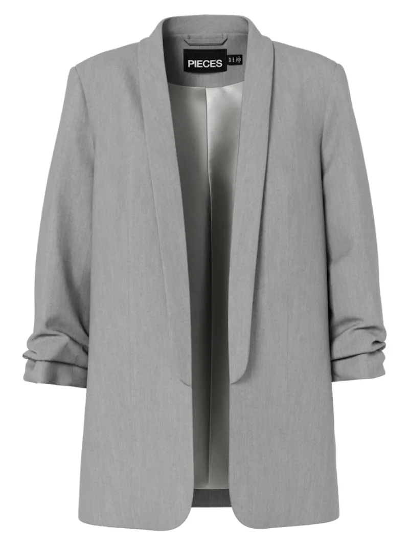 Pieces Jacken*PCBOSELLA 3/4 BLAZER NOOS BC Light Grey Melange