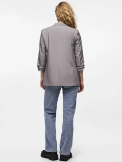 Pieces Jacken*PCBOSELLA 3/4 BLAZER NOOS BC Light Grey Melange