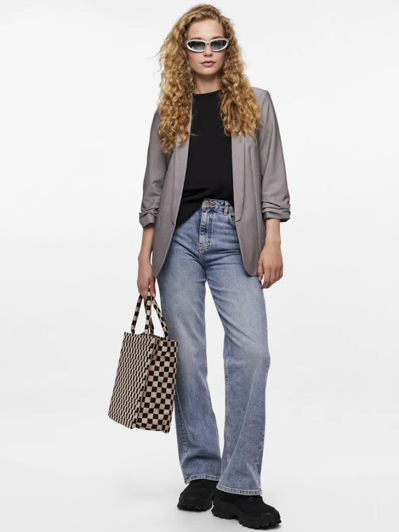 Pieces Jacken*PCBOSELLA 3/4 BLAZER NOOS BC Light Grey Melange