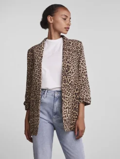 Pieces Jacken*PCBOSELLA 3/4 PRINTED BLAZER NOOS BC Natural