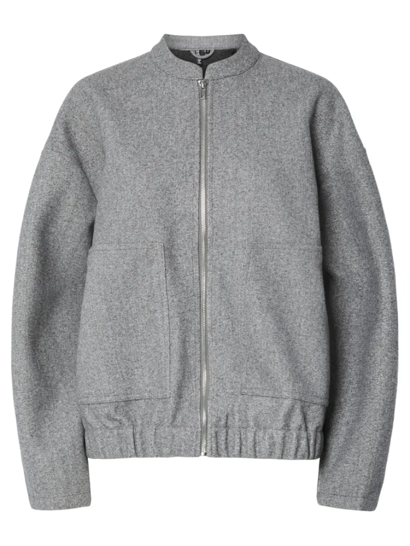 Pieces Jacken*PCDEBBIE LS BOMBER JACKET NOOS BC Light Grey Melange