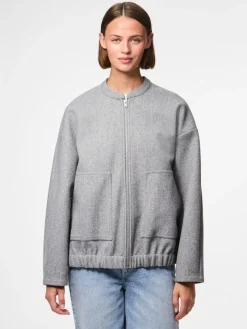 Pieces Jacken*PCDEBBIE LS BOMBER JACKET NOOS BC Light Grey Melange