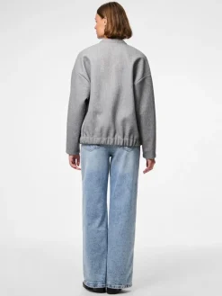 Pieces Jacken*PCDEBBIE LS BOMBER JACKET NOOS BC Light Grey Melange