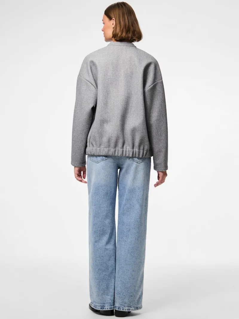 Pieces Jacken*PCDEBBIE LS BOMBER JACKET NOOS BC Light Grey Melange