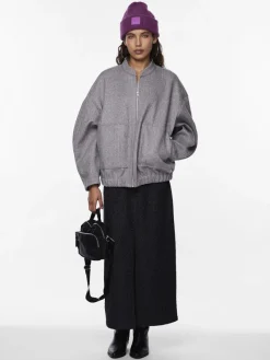 Pieces Jacken*PCDEBBIE LS BOMBER JACKET NOOS BC Light Grey Melange