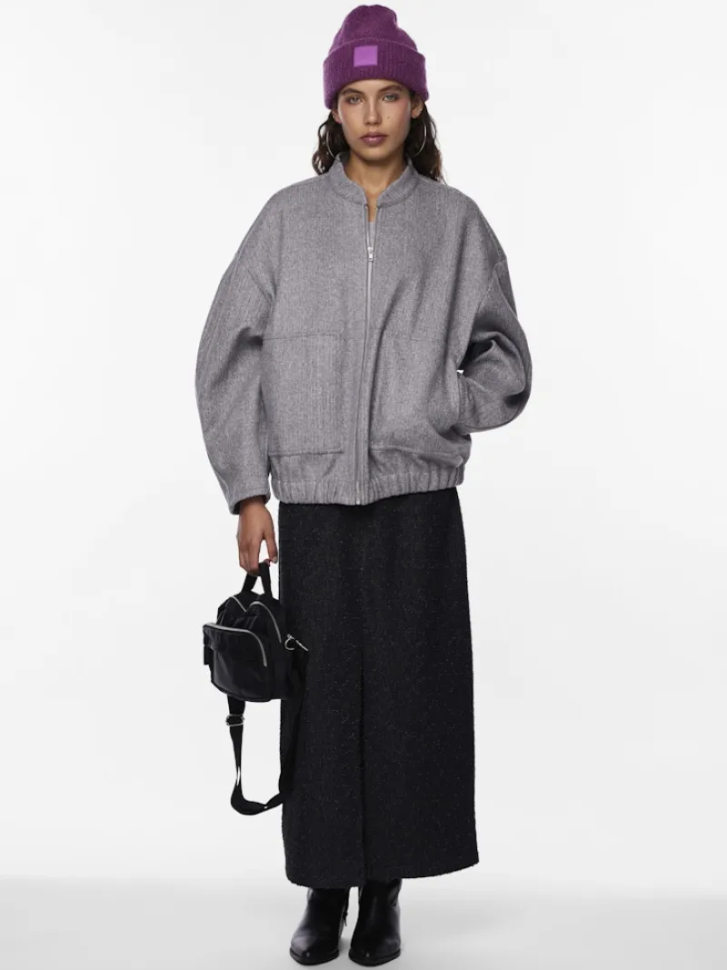 Pieces Jacken*PCDEBBIE LS BOMBER JACKET NOOS BC Light Grey Melange