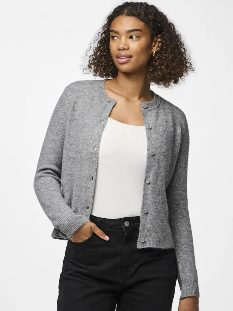 Pieces Pullover & Sweatshirts*PCMALOU LS KNIT CARDIGAN NOOS BC Medium Grey Melange