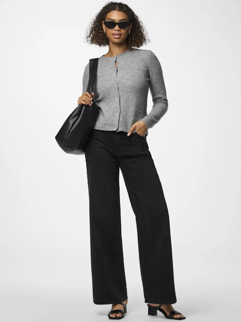 Pieces Pullover & Sweatshirts*PCMALOU LS KNIT CARDIGAN NOOS BC Medium Grey Melange