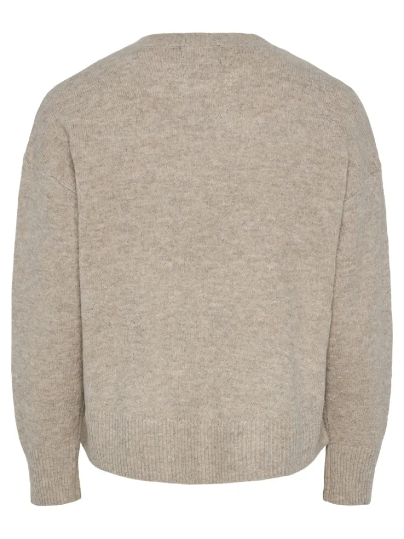 Pieces Pullover & Sweatshirts*PCMALOU LS O-NECK CUTLINE KNIT NOOS BC taupe gray