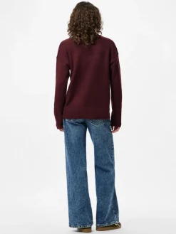 Pieces Pullover & Sweatshirts*PCMALOU LS O-NECK CUTLINE KNIT NOOS BC tawny port