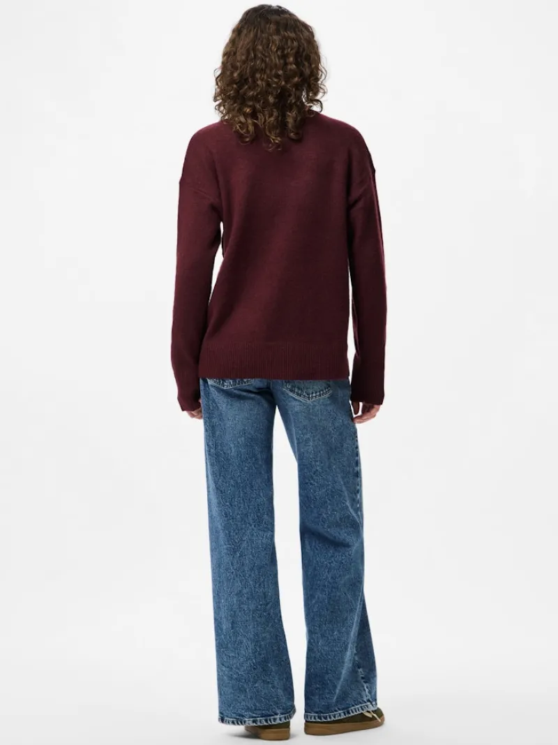 Pieces Pullover & Sweatshirts*PCMALOU LS O-NECK CUTLINE KNIT NOOS BC tawny port