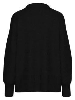 Pieces Pullover & Sweatshirts*PCMALOU LS POLO KNIT NOOS BC Black