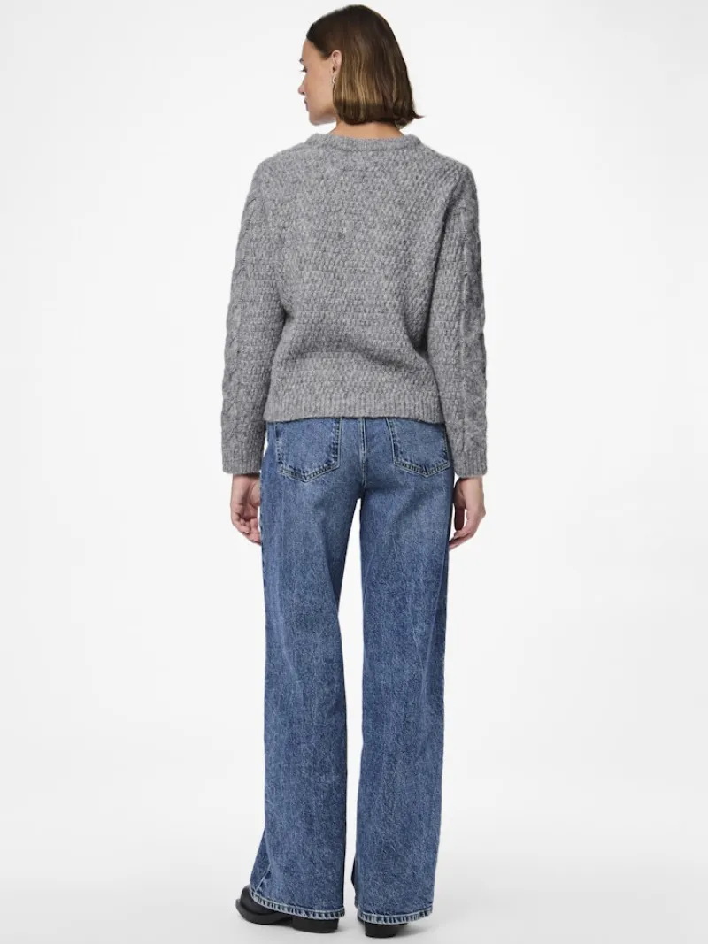 Pieces Pullover & Sweatshirts*PCNINA LS O-NECK KNIT NOOS BC Medium Grey Melange