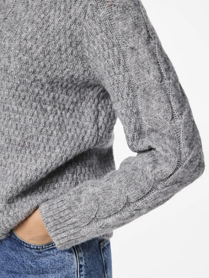 Pieces Pullover & Sweatshirts*PCNINA LS O-NECK KNIT NOOS BC Medium Grey Melange