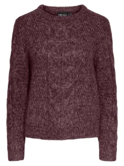 Pieces Pullover & Sweatshirts*PCNINA LS O-NECK KNIT NOOS BC tawny port