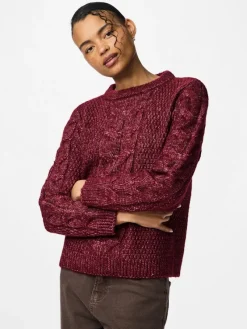 Pieces Pullover & Sweatshirts*PCNINA LS O-NECK KNIT NOOS BC tawny port