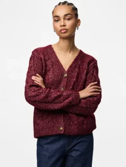 Pieces Pullover & Sweatshirts*PCNINA LS V-NECK KNIT CARDIGAN NOOS BC tawny port