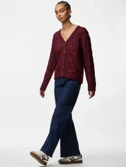 Pieces Pullover & Sweatshirts*PCNINA LS V-NECK KNIT CARDIGAN NOOS BC tawny port