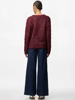 Pieces Pullover & Sweatshirts*PCNINA LS V-NECK KNIT CARDIGAN NOOS BC tawny port