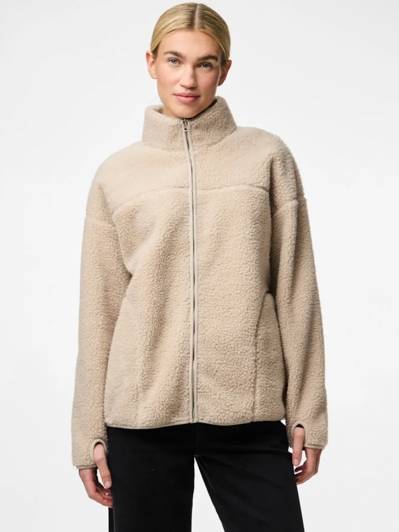 Pieces Jacken*PCSADIA LS TEDDY JACKET NOOS BC silver gray