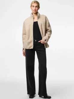 Pieces Jacken*PCSADIA LS TEDDY JACKET NOOS BC silver gray