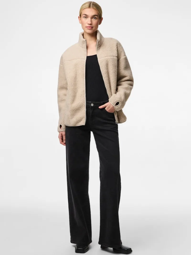 Pieces Jacken*PCSADIA LS TEDDY JACKET NOOS BC silver gray