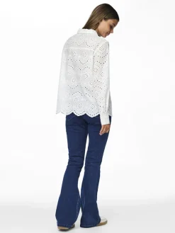 Pieces Blusen*PCVILDE LS SHIRT WVN NOOS Bright White