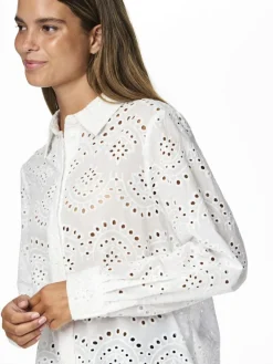 Pieces Blusen*PCVILDE LS SHIRT WVN NOOS Bright White