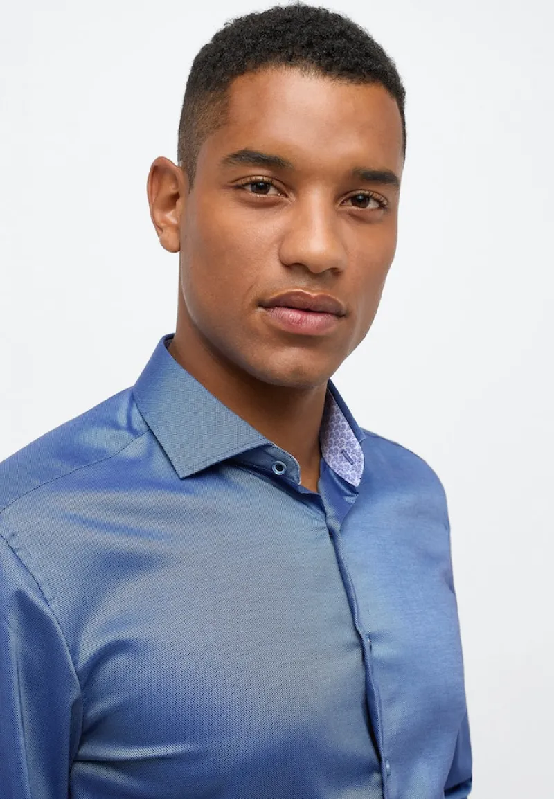 ETERNA Hemden|Big Boys*Performance Shirt Natté-Stretch Langarm Blau