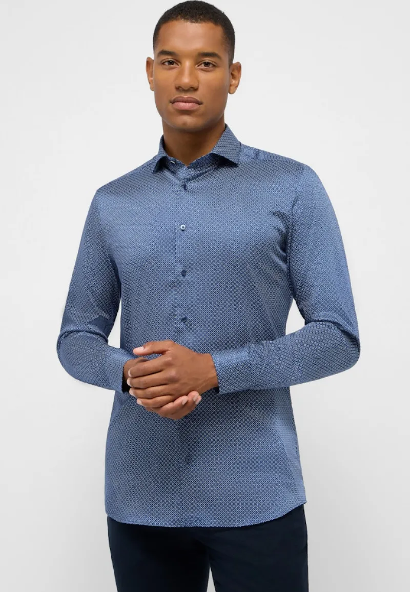 ETERNA Hemden|Big Boys*Performance Shirt Twill-Stretch Langarm Blau