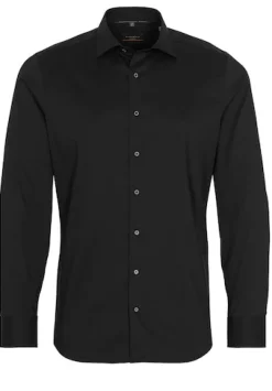 ETERNA Hemden|Big Boys*Performance Shirt Twill-Stretch Langarm Schwarz