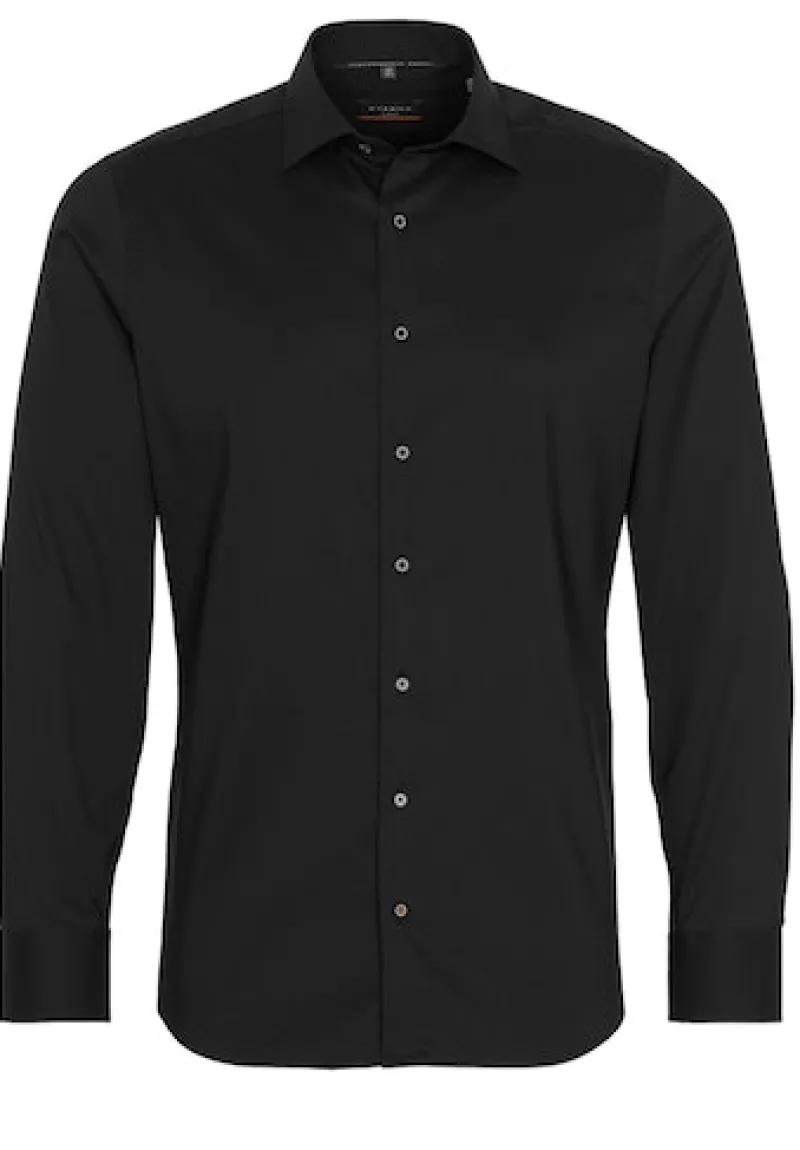 ETERNA Hemden|Big Boys*Performance Shirt Twill-Stretch Langarm Schwarz