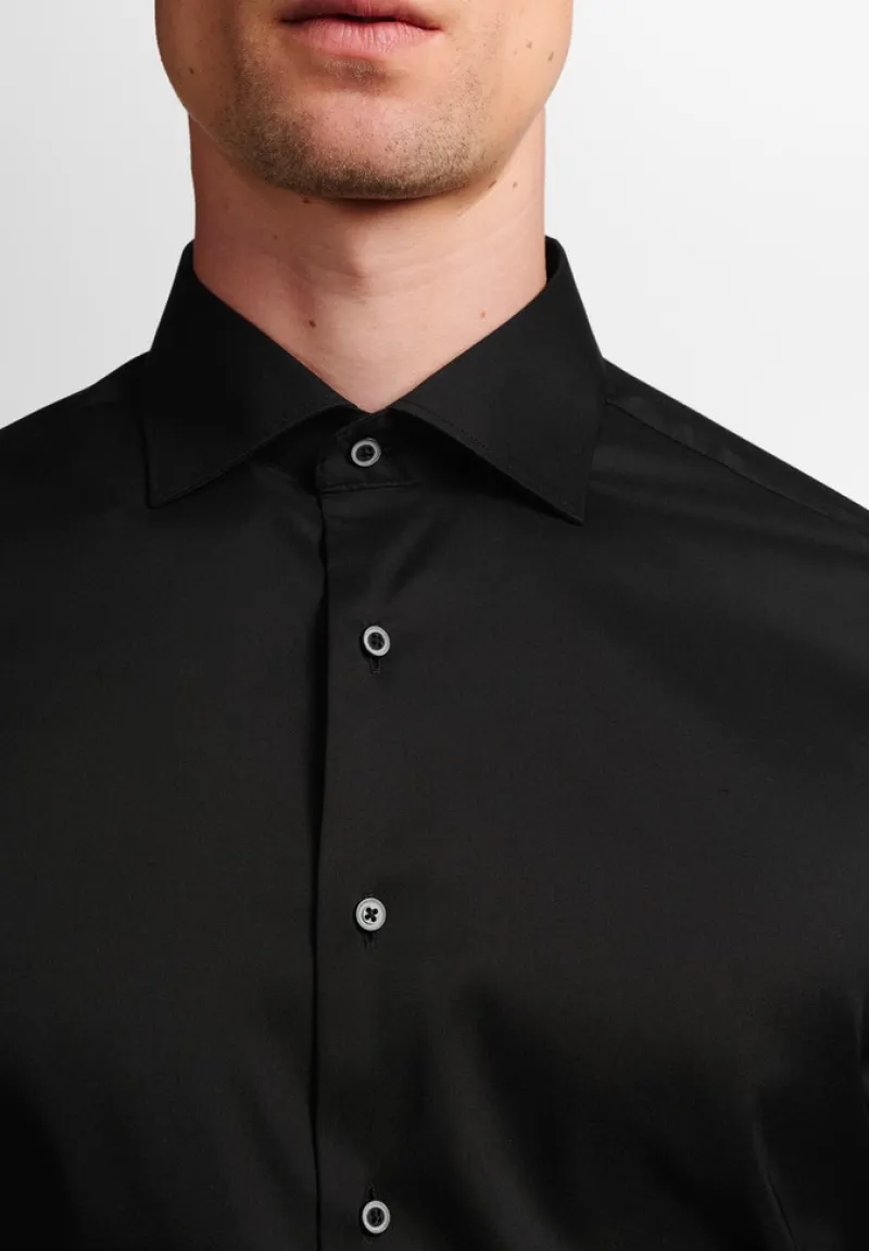 ETERNA Hemden|Big Boys*Performance Shirt Twill-Stretch Langarm Schwarz