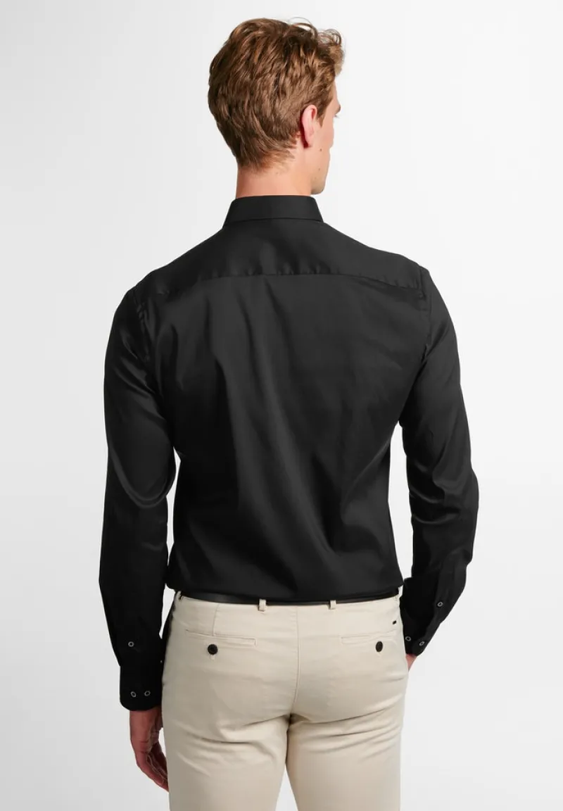 ETERNA Hemden|Big Boys*Performance Shirt Twill-Stretch Langarm Schwarz