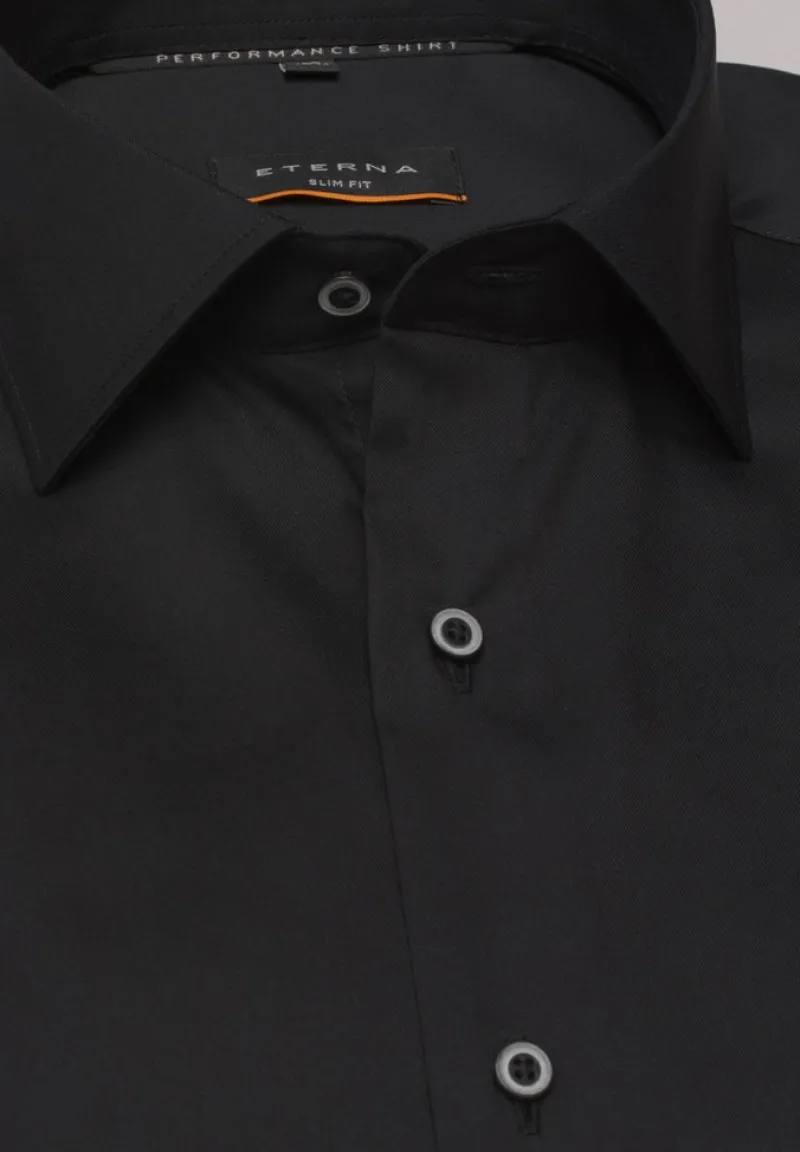 ETERNA Hemden|Big Boys*Performance Shirt Twill-Stretch Langarm Schwarz