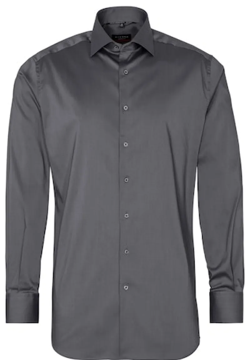 ETERNA Hemden|Big Boys*Performance Shirt Twill-Stretch Langarm silber