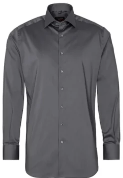 ETERNA Hemden|Big Boys*Performance Shirt Twill-Stretch Langarm silber