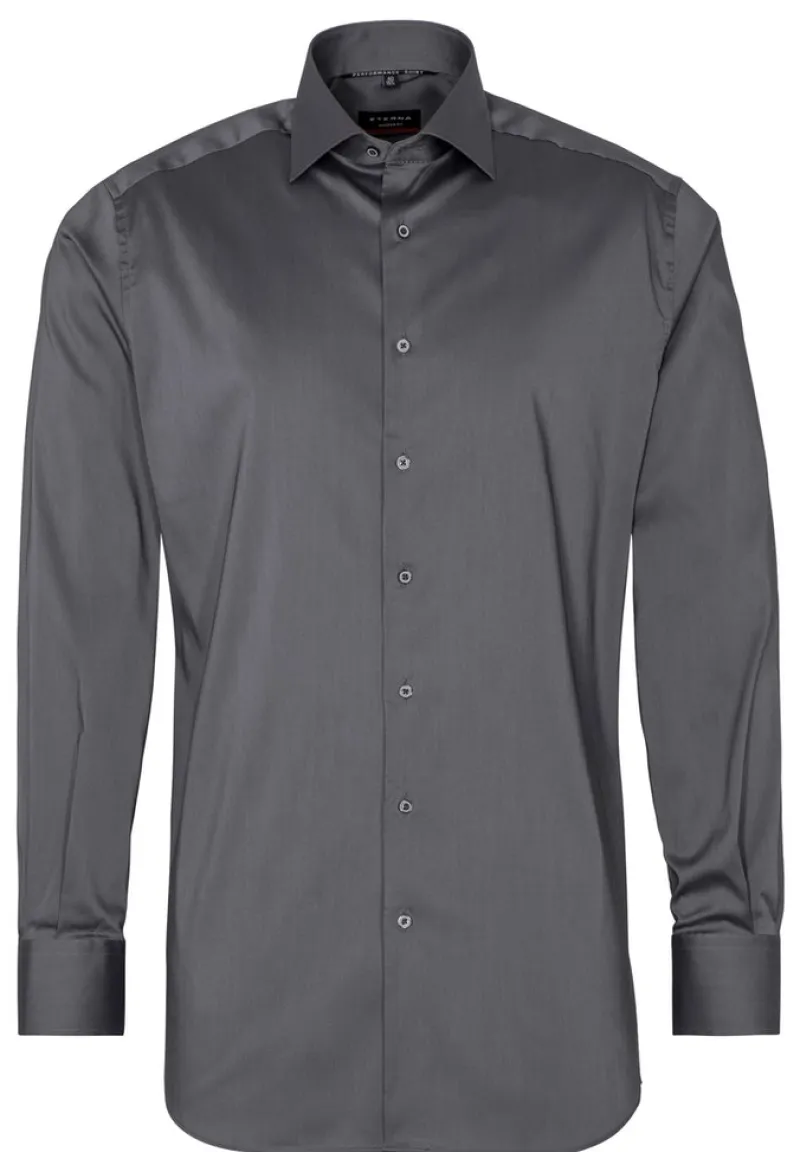 ETERNA Hemden|Big Boys*Performance Shirt Twill-Stretch Langarm silber