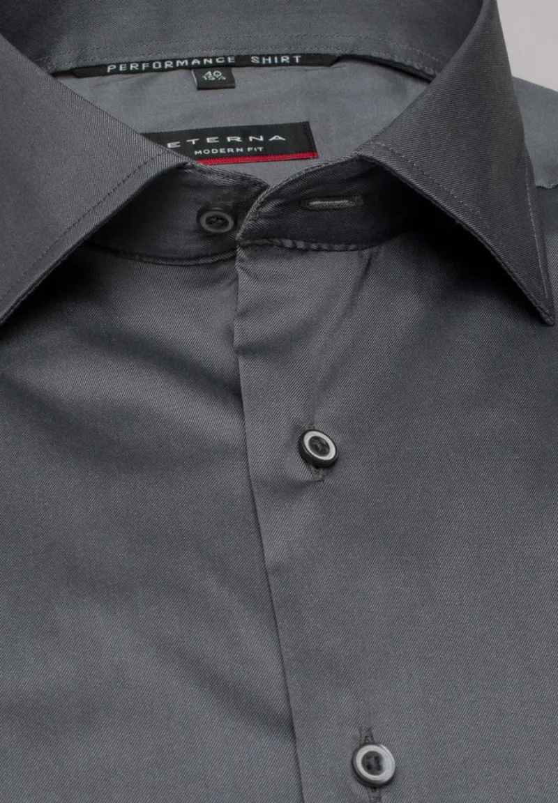 ETERNA Hemden|Big Boys*Performance Shirt Twill-Stretch Langarm silber
