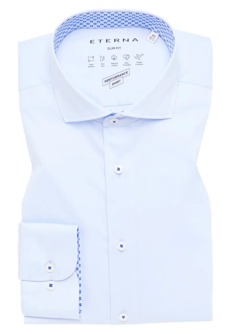 ETERNA Hemden|Big Boys*Performance Shirt Twill-Stretch Langarm hellblau