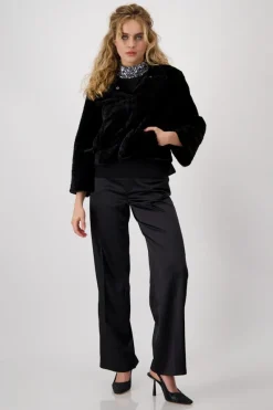 Monari Jacken*Persianer-Fake-Fur-Jacke Schwarz