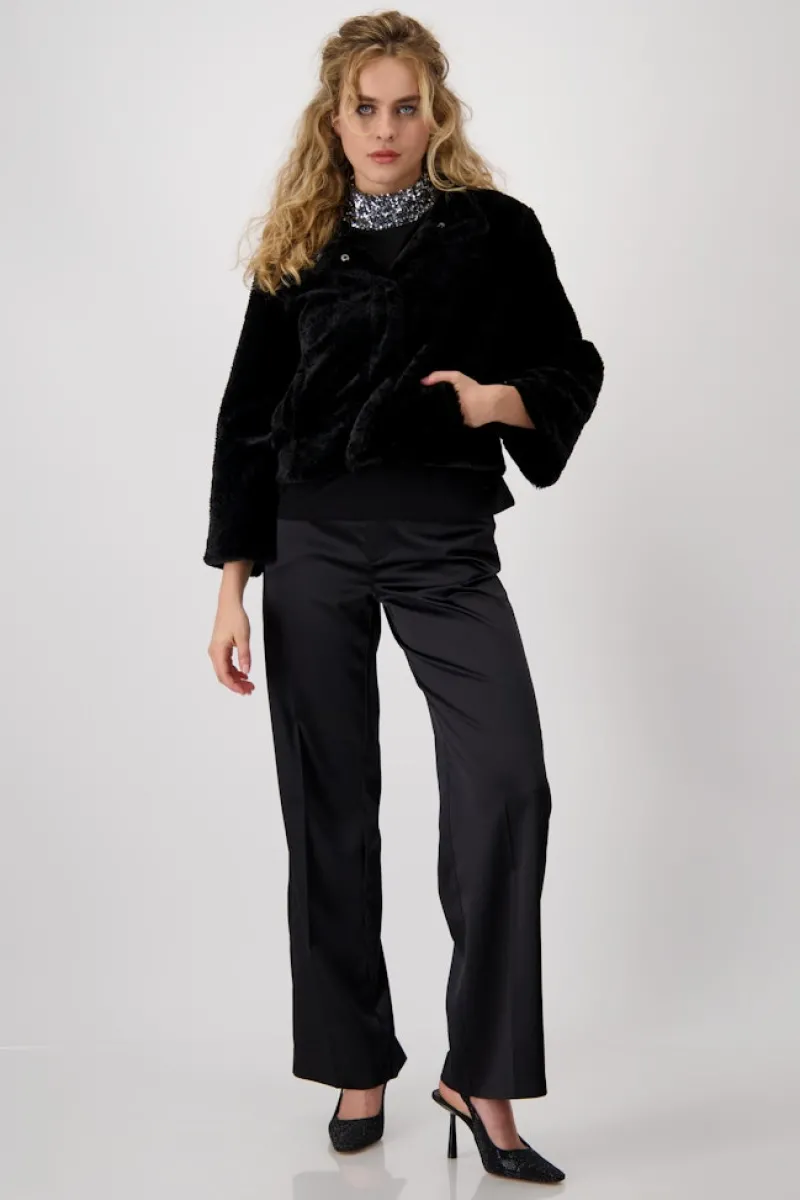 Monari Jacken*Persianer-Fake-Fur-Jacke Schwarz