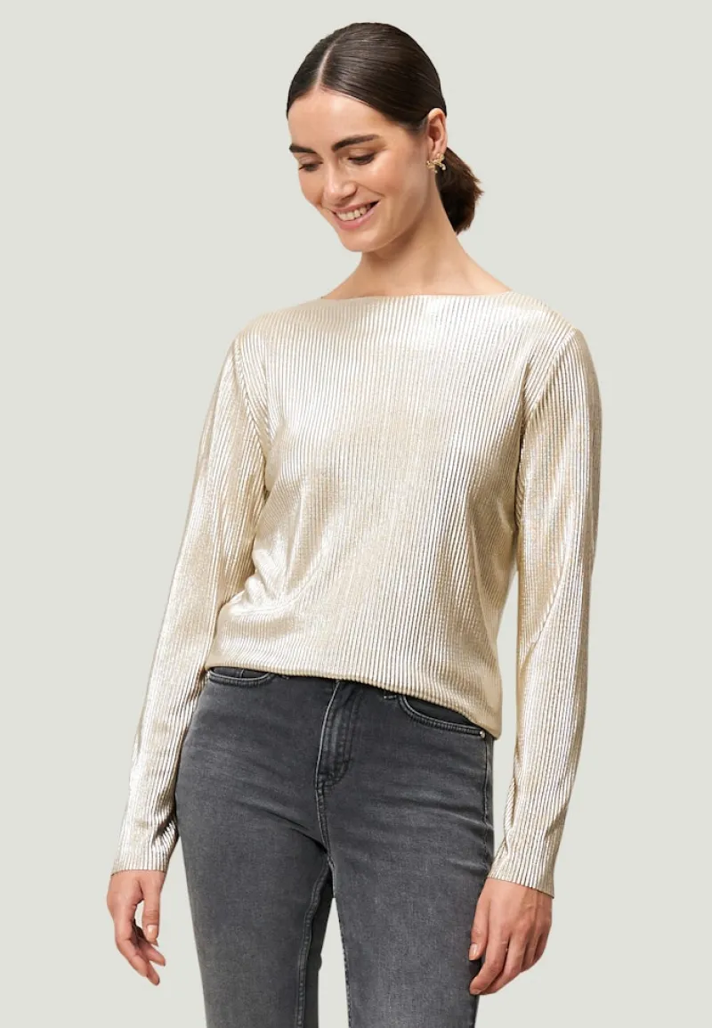 Zero Shirts*Plissee-Shirt strukturiert naturegold