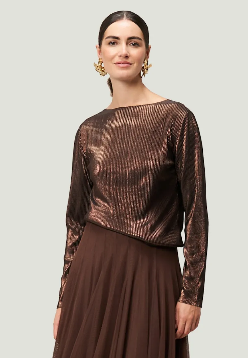 Zero Shirts*Plissee-Shirt strukturiert brownbrown