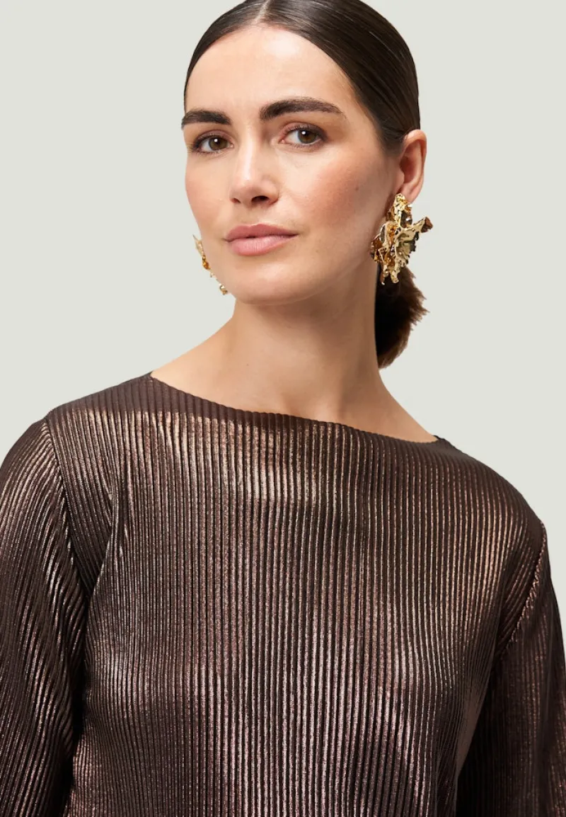 Zero Shirts*Plissee-Shirt strukturiert brownbrown