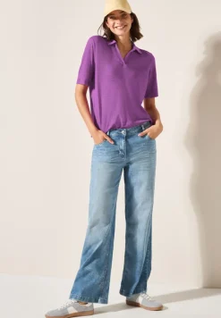 Cecil Shirts*Poloshirt in Leinen-Optik magenta lacquer