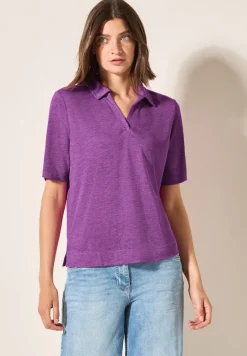 Cecil Shirts*Poloshirt in Leinen-Optik magenta lacquer