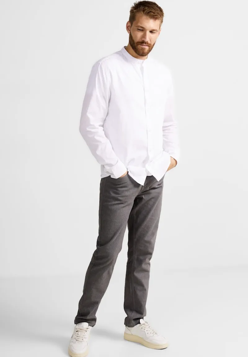 Street One Men Hemden*Popelinehemd mit Stehkragen broken white