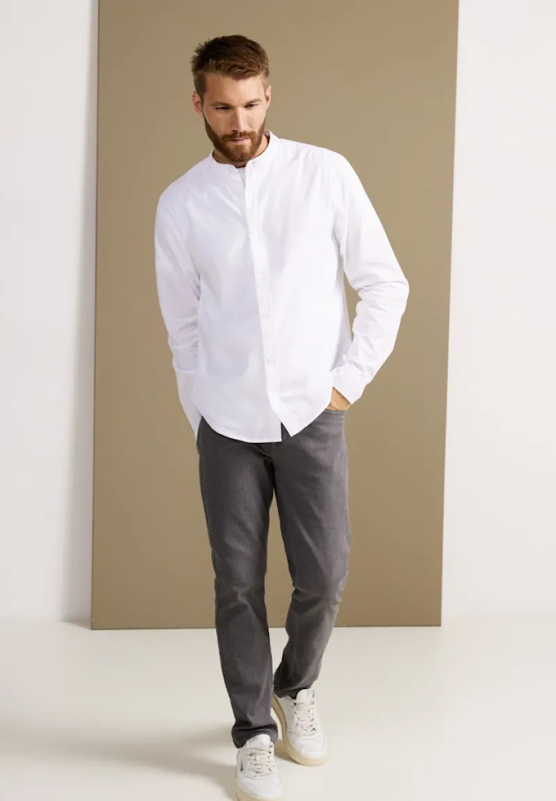 Street One Men Hemden*Popelinehemd mit Stehkragen broken white