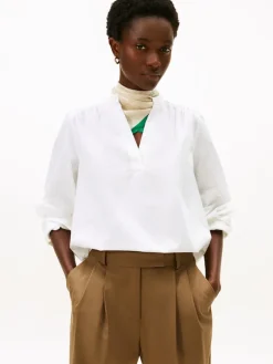 Tommy Hilfiger Blusen*POPLIN V-NK BLOUSE th optic white